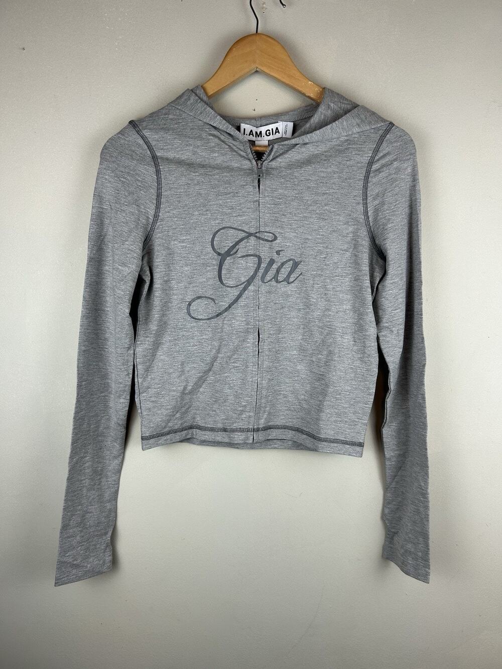 I. AM. GIA Blare Hoodie Gray Size Large Jacket Soft Stretchy